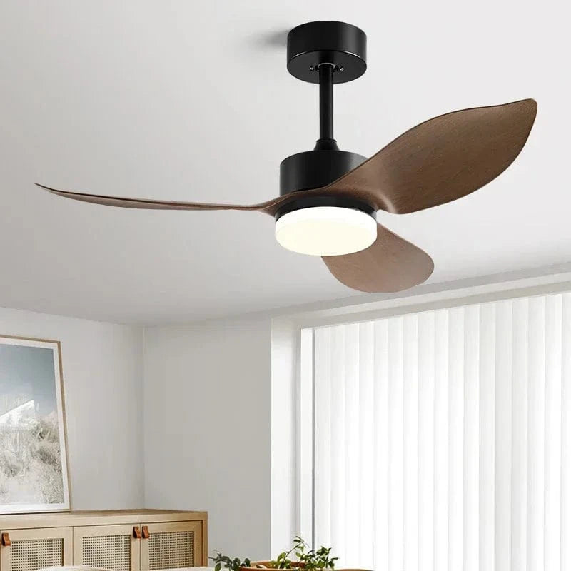 Modern Ceiling Fan with Remote Control and Integrated Lights Walnut / 48" Norenza