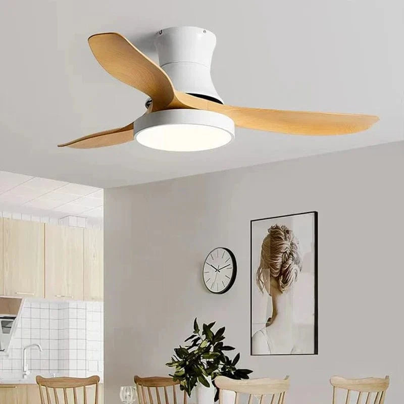 Modern Ceiling Fan with Stylish Light for Indoor Use Natural Wood Norenza