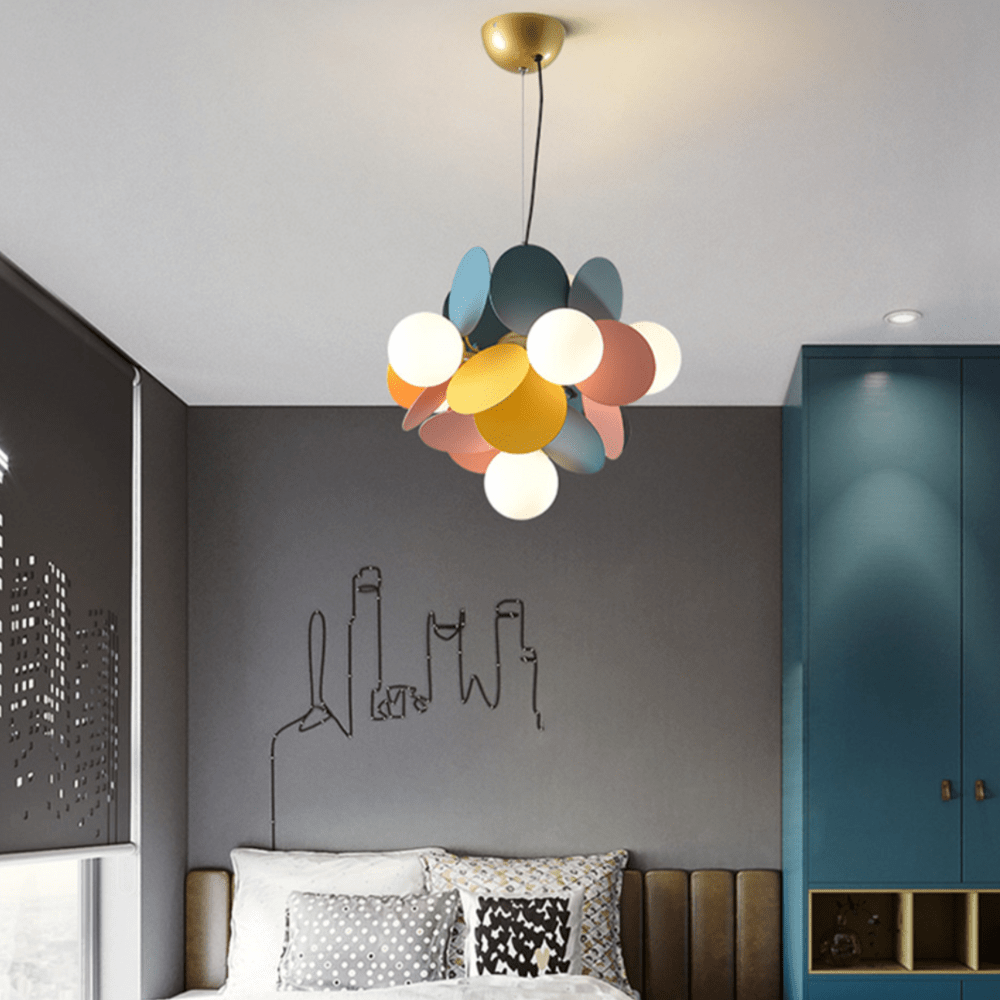 Modern Chandelier with Colorful Round Lamps Kebya Norenza