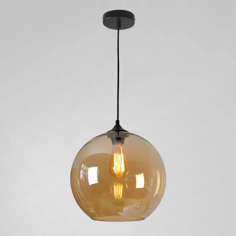 Modern Clear Glass Globe Pendant Light Brown Norenza