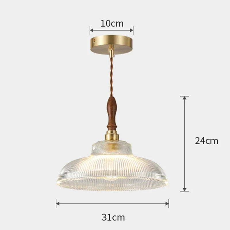 Modern Copper/Wood Glass Pendant Light for Dining Room and Kitchen Island Norenza