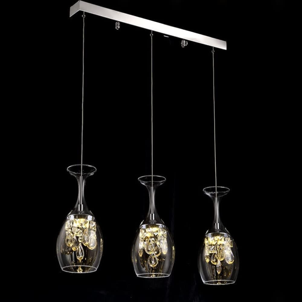 Modern Crystal Pendant Light with Glass Shade for Decorative Illumination 3 lights Norenza