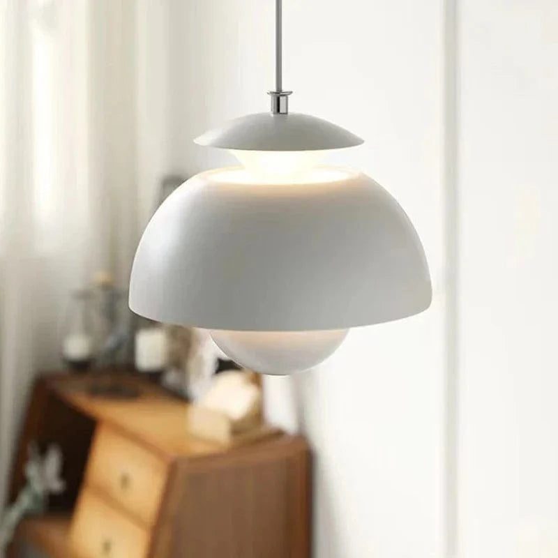 Modern Danish Nordic Designer LED Floral Pendant Light White Norenza