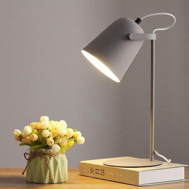 Modern Desk Lamp with Cylindrical Shade Gray Norenza