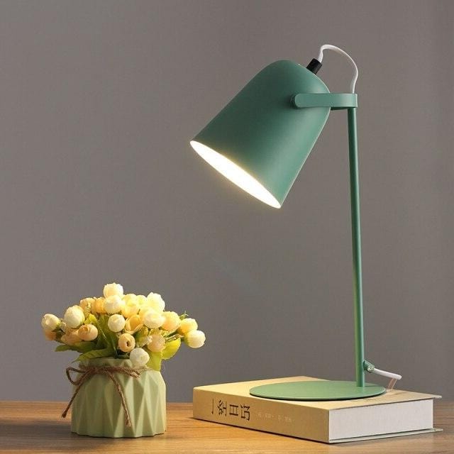 Modern Desk Lamp with Cylindrical Shade Green Norenza