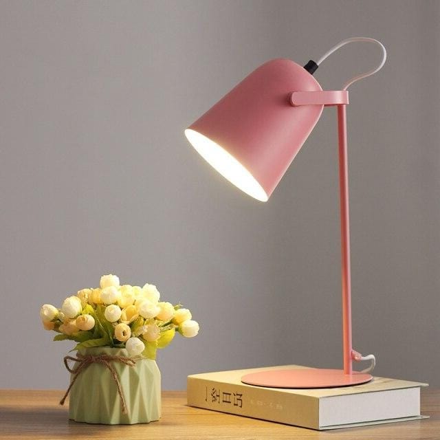 Modern Desk Lamp with Cylindrical Shade Pink Norenza