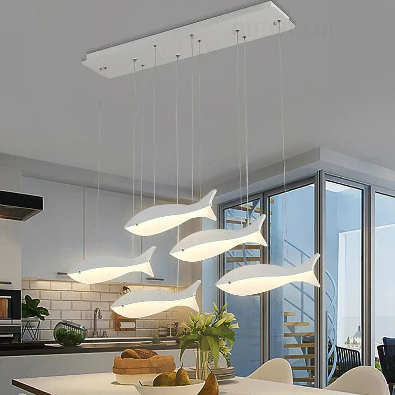 Modern Fish-Shaped LED Acrylic Pendant Light 1 fish / Blanc chaud Norenza
