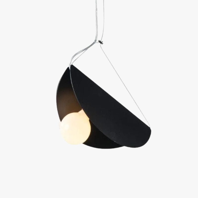 Modern Flat and Folded Circular LED Pendant Light Black Norenza