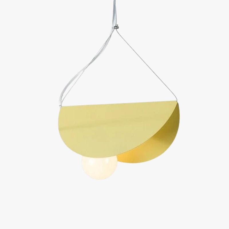 Modern Flat and Folded Circular LED Pendant Light Yellow Norenza