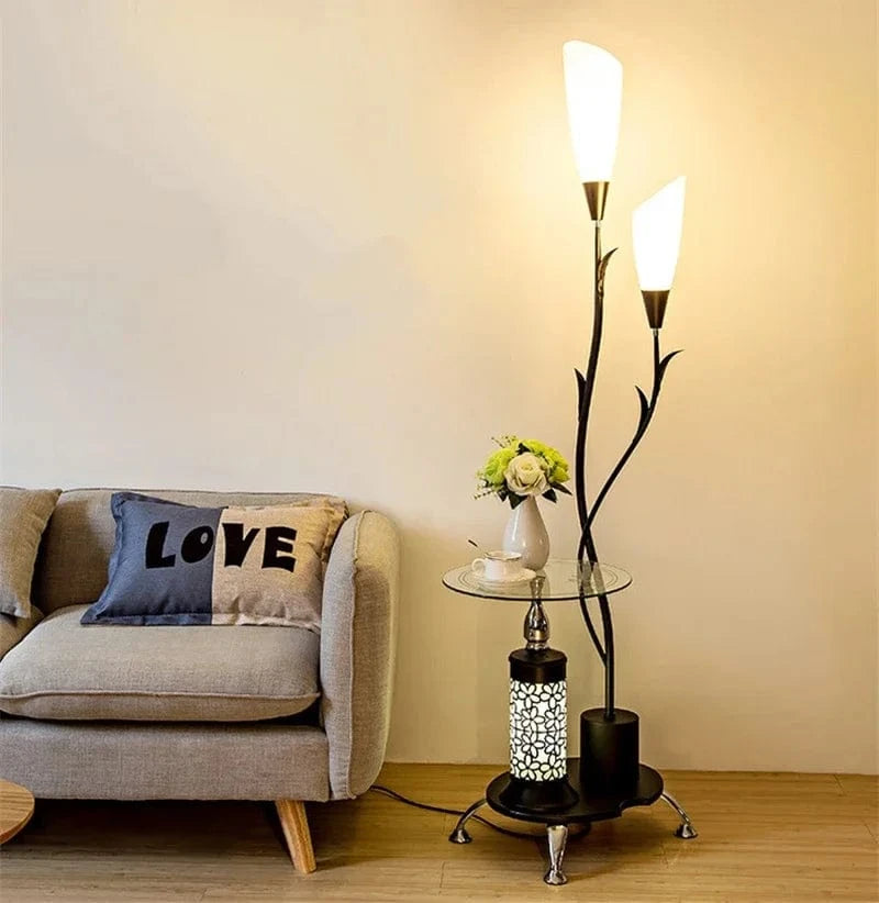 Modern Floor Lamp with Integrated Table - Creative Nordic Design A / Black Norenza