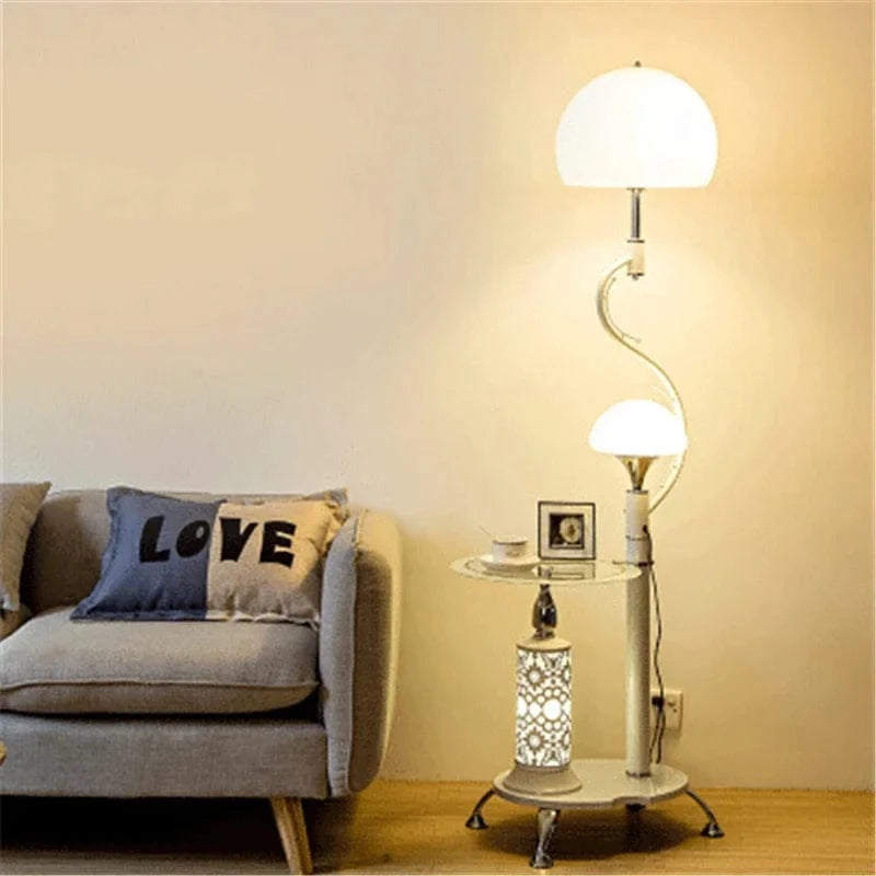 Modern Floor Lamp with Integrated Table - Creative Nordic Design C / White Norenza