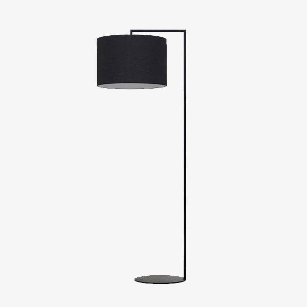Modern Floor Lamp with Round Fabric Shade - Atmosphere Black Norenza