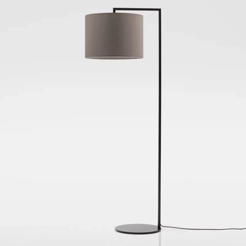 Modern Floor Lamp with Round Fabric Shade - Atmosphere Brown Norenza