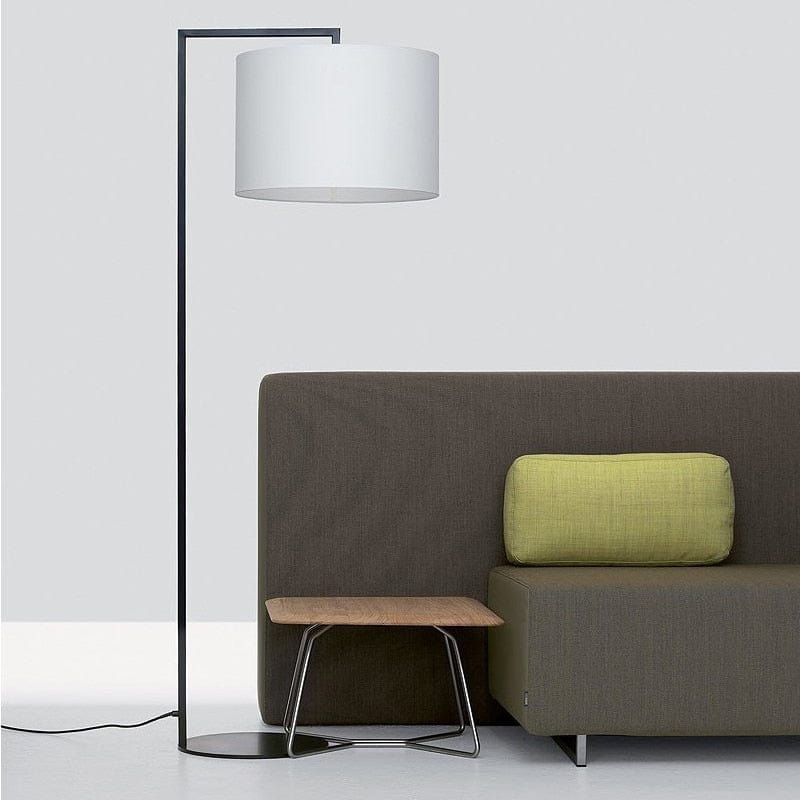 Modern Floor Lamp with Round Fabric Shade - Atmosphere White Norenza