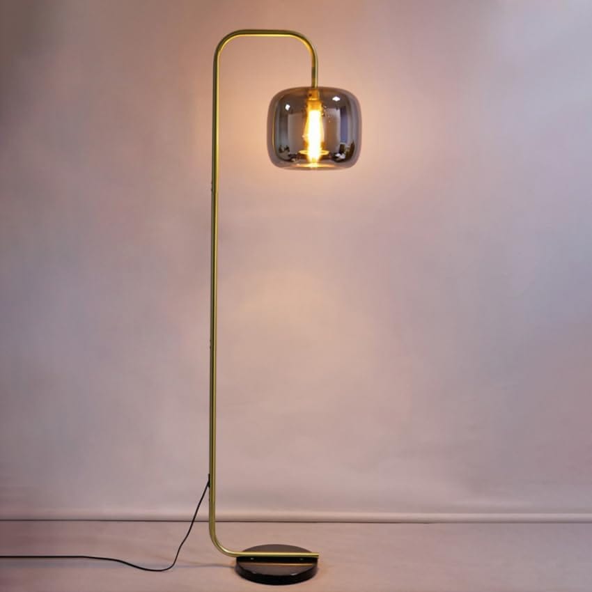 Modern Floor Lamp with Smoked Glass Sphere - Stone Design Norenza