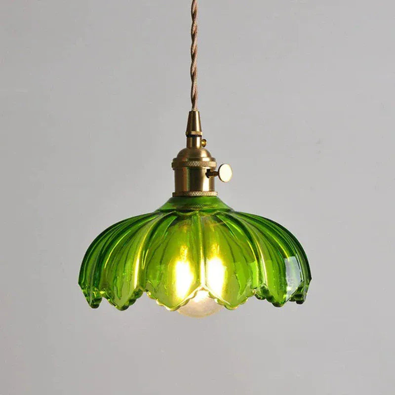 Modern Glass Pendant Light with Brass Details Green Norenza