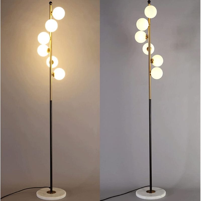 Modern Gold LED Floor Lamp with Glass Sphere Norenza