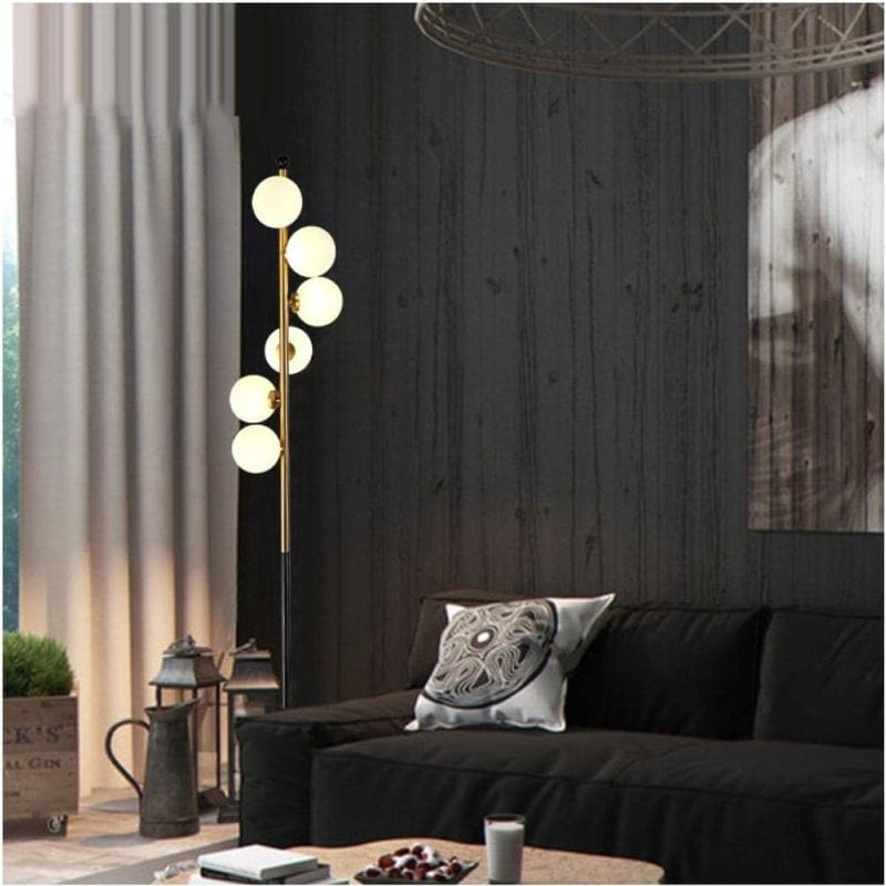 Modern Gold LED Floor Lamp with Glass Sphere Norenza