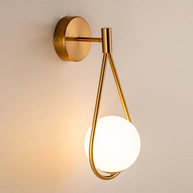 Modern Gold LED Wall Sconce with White Globe Gold Norenza