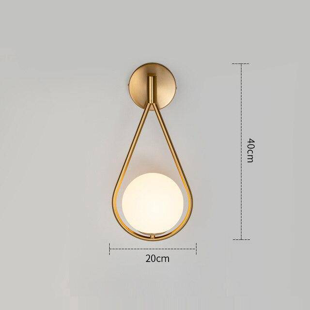 Modern Gold LED Wall Sconce with White Globe Norenza