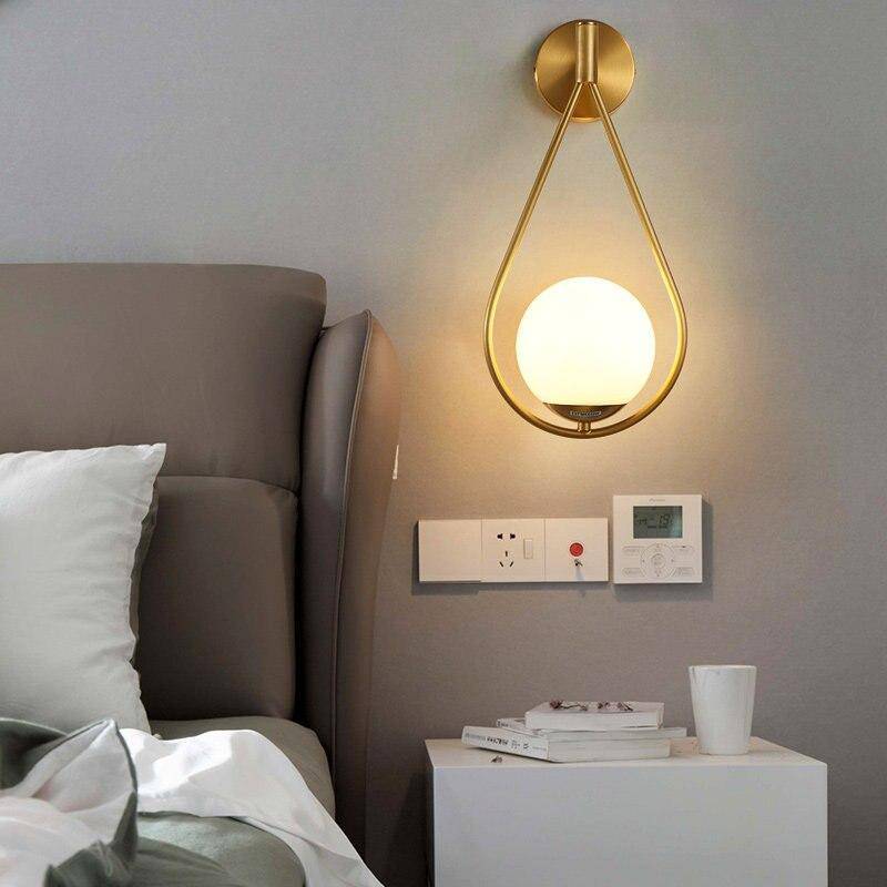 Modern Gold LED Wall Sconce with White Globe Norenza