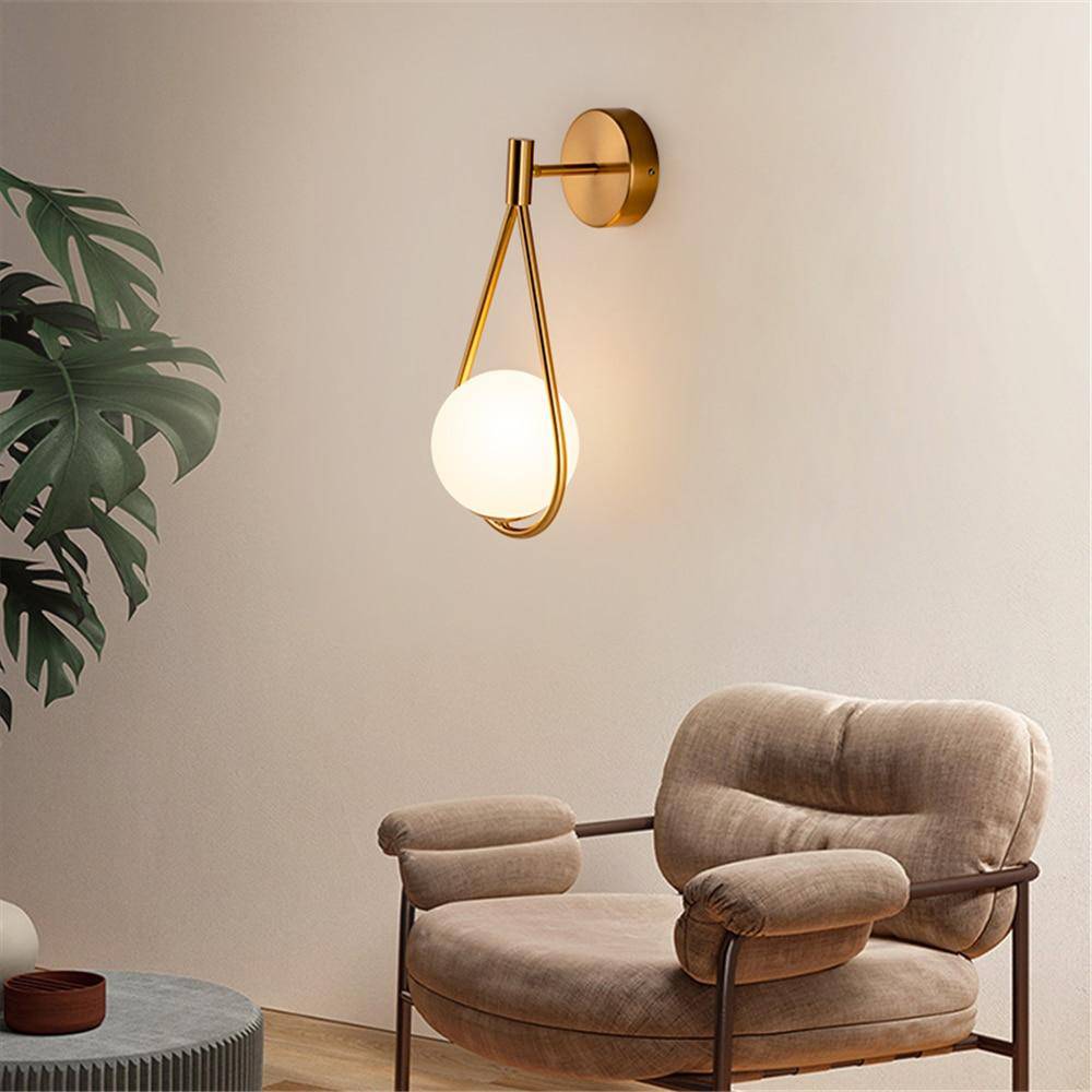 Modern Gold LED Wall Sconce with White Globe Norenza
