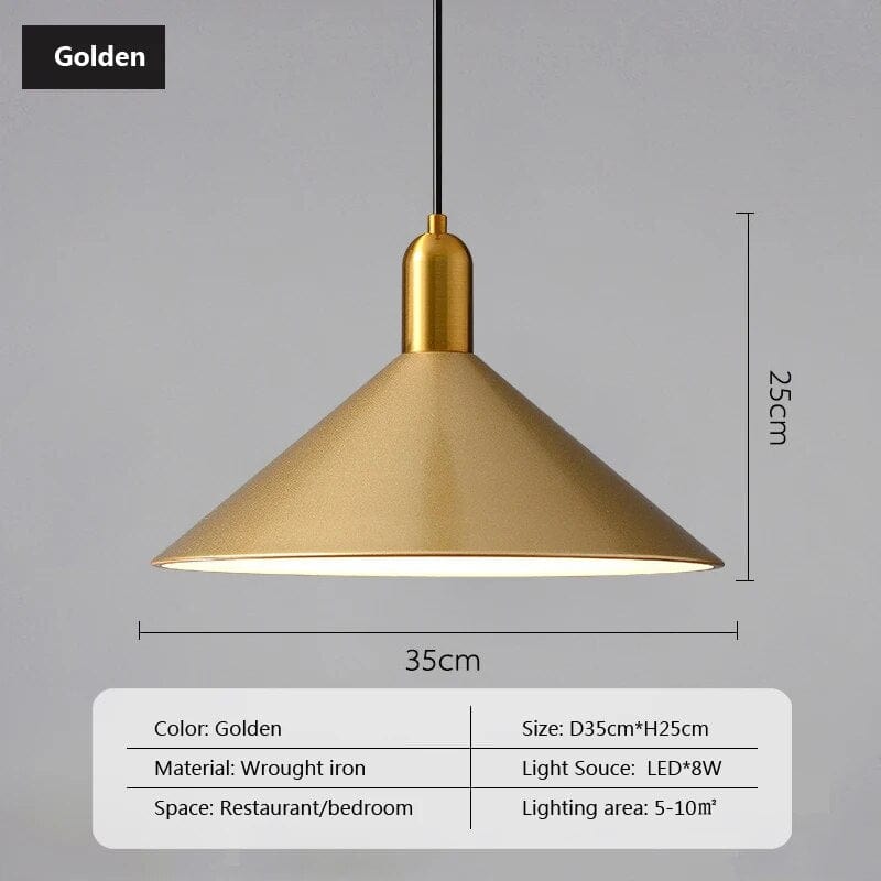 Modern Hanging Lamp with Iron Shade for Café and Bar Décor Gold Norenza
