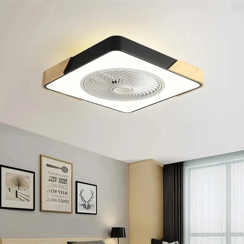 Modern Intelligent LED Ceiling Fan with Remote Control Black Norenza