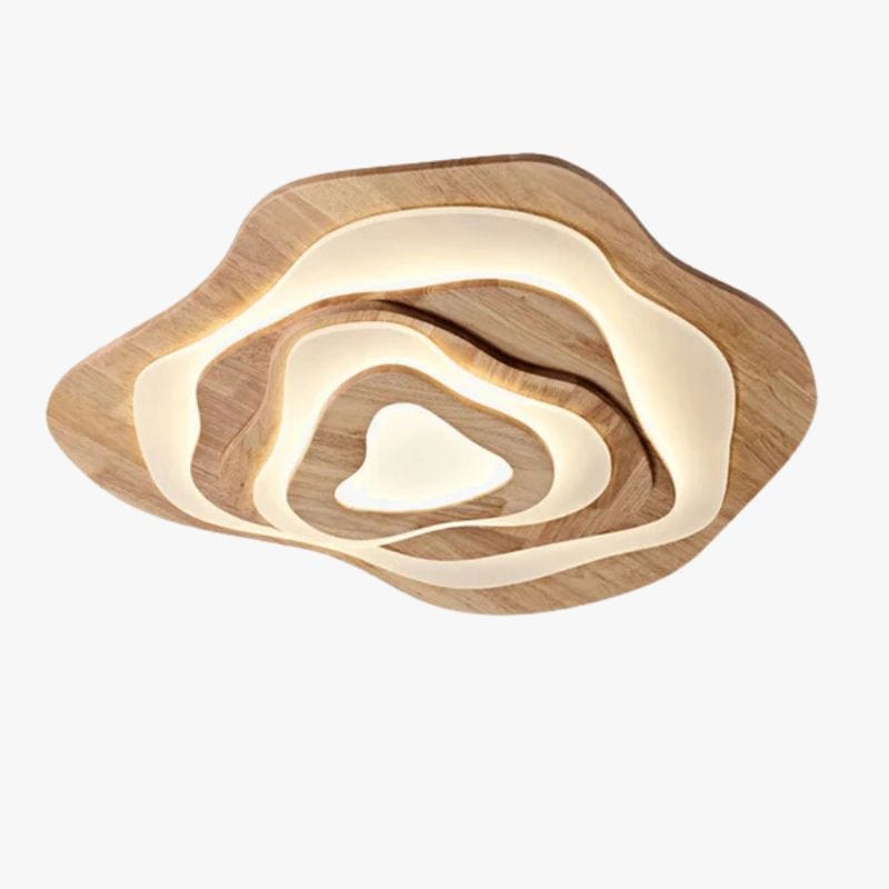 Modern Japanese Irregular Wood LED Ceiling Light Natural Wood Norenza