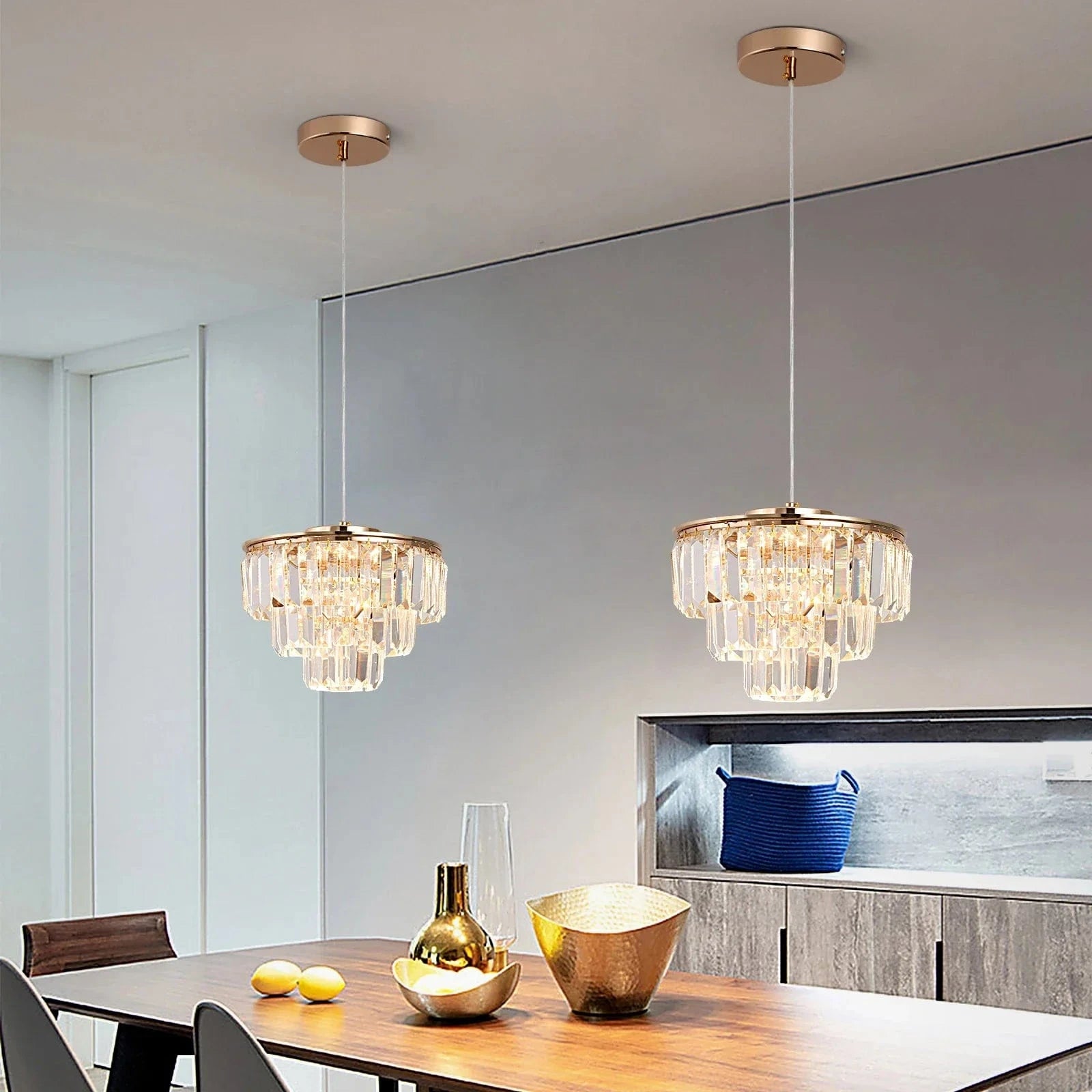 Modern K9 Crystal LED Pendant Light for Home Décor, Kitchen, Dining, and Living Room Norenza