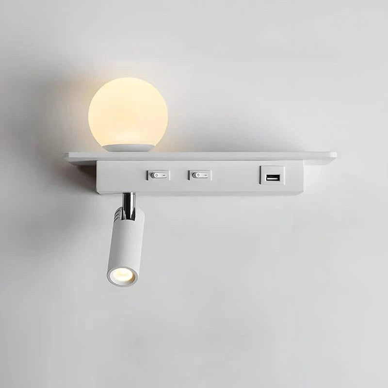 Modern LED Bedside Lamp with Switch and USB Port Left Norenza