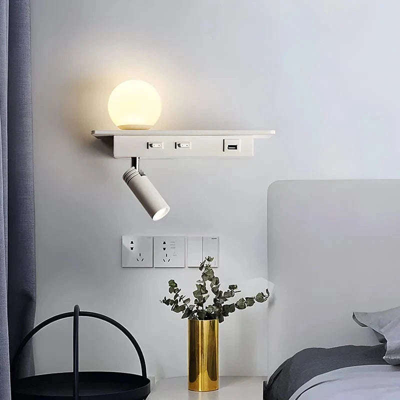 Modern LED Bedside Lamp with Switch and USB Port Norenza