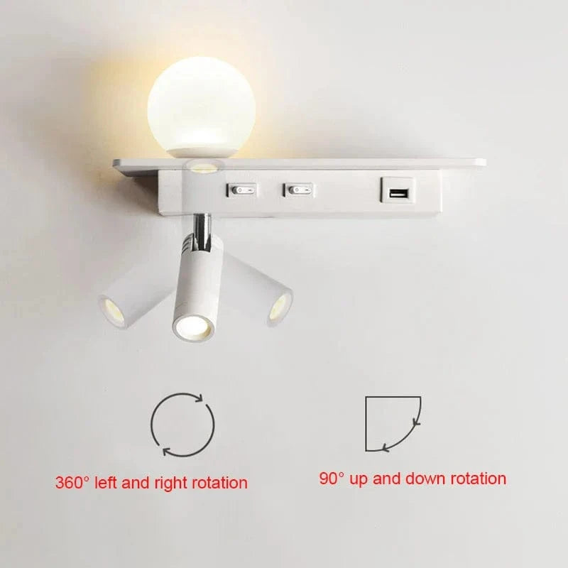 Modern LED Bedside Lamp with Switch and USB Port Norenza