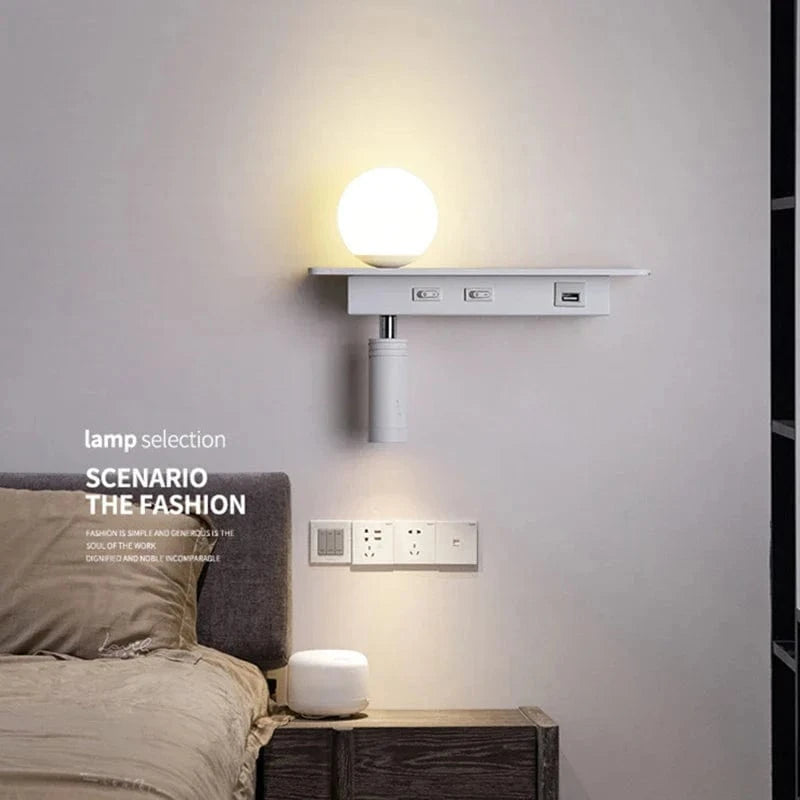 Modern LED Bedside Lamp with Switch and USB Port Norenza