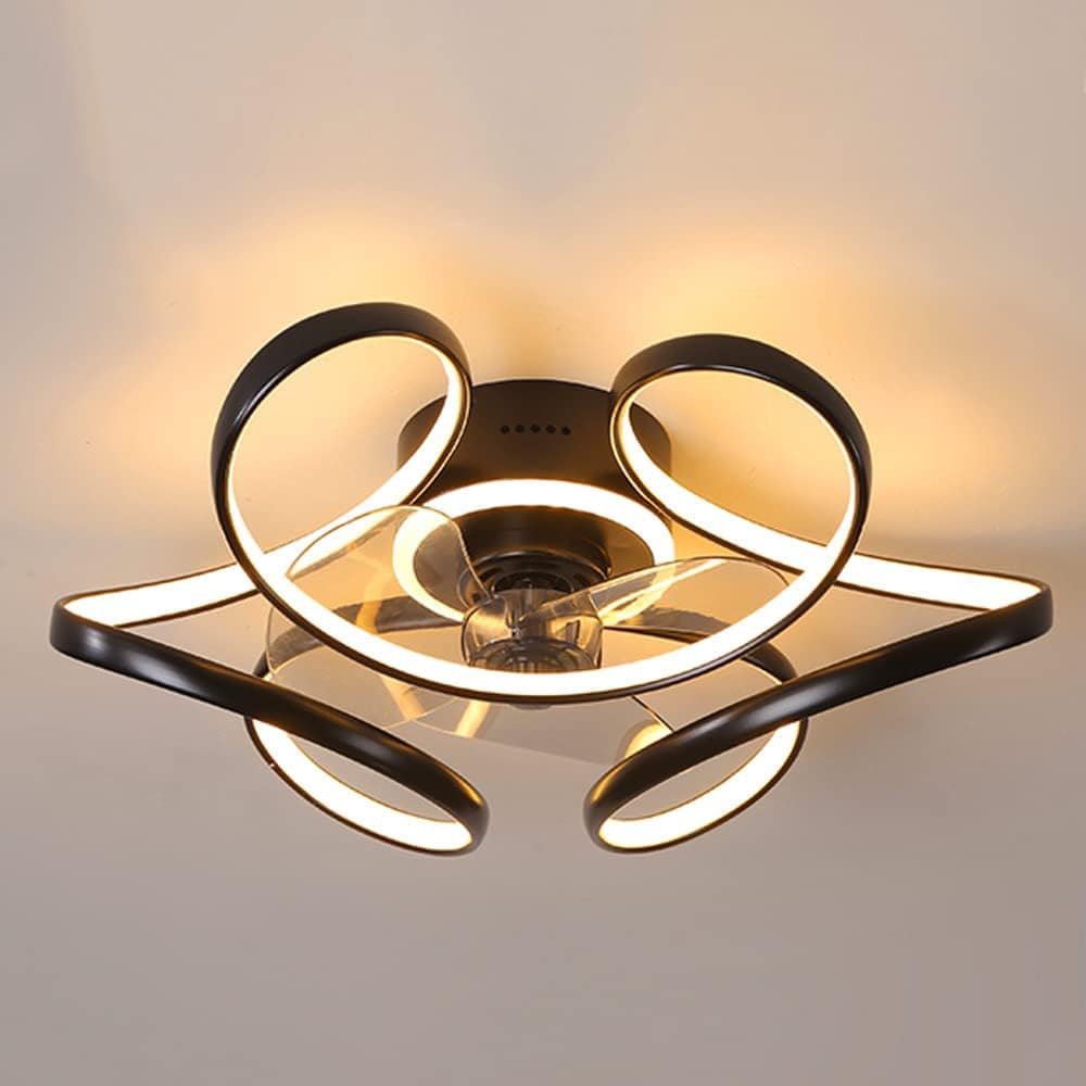 Modern LED Ceiling Fan Lamp with Remote Control Black Norenza