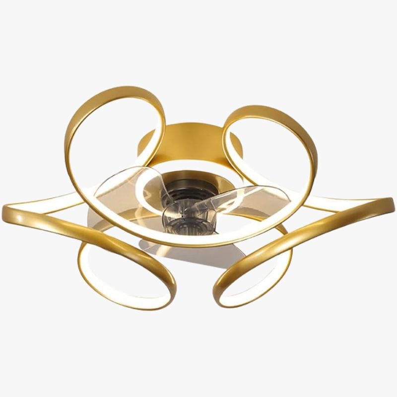 Modern LED Ceiling Fan Lamp with Remote Control Gold Norenza