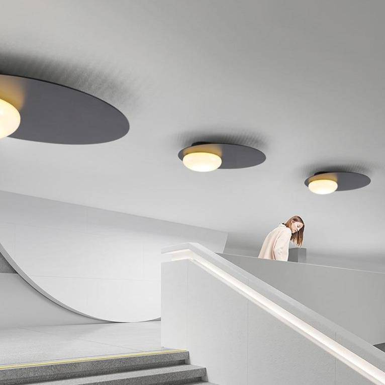 Modern LED Ceiling Light with Black Metal Disc - Loft Style Norenza