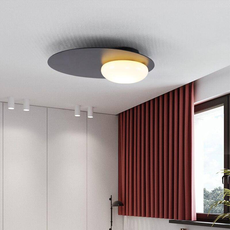 Modern LED Ceiling Light with Black Metal Disc - Loft Style Norenza