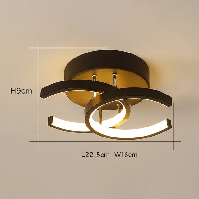 Modern LED Ceiling Light with Crossed Metal Arms Donatelo Black Norenza