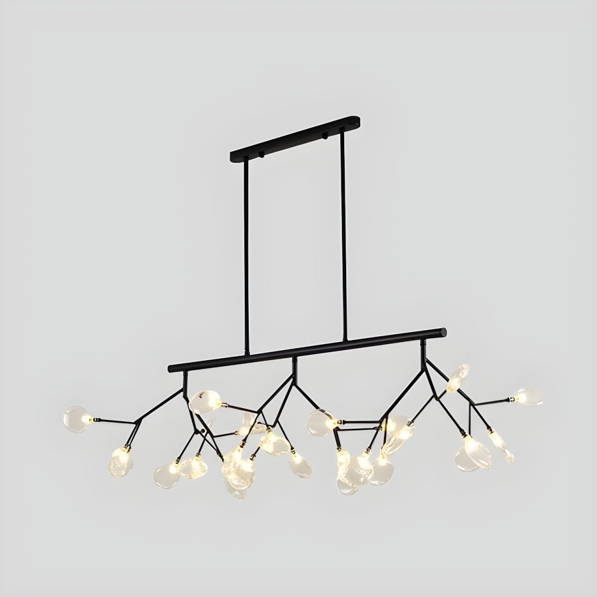 Modern LED Chandelier with Wooden Tree Branch Design Black Norenza