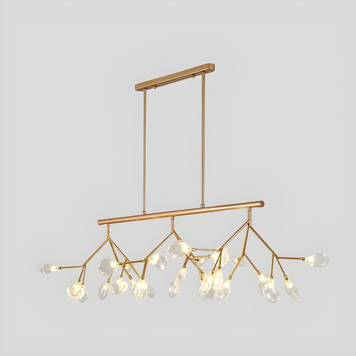 Modern LED Chandelier with Wooden Tree Branch Design Gold Norenza