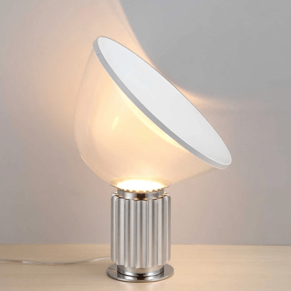 Modern LED Desk Lamp with Industrial Base and Round Shade Silver Norenza