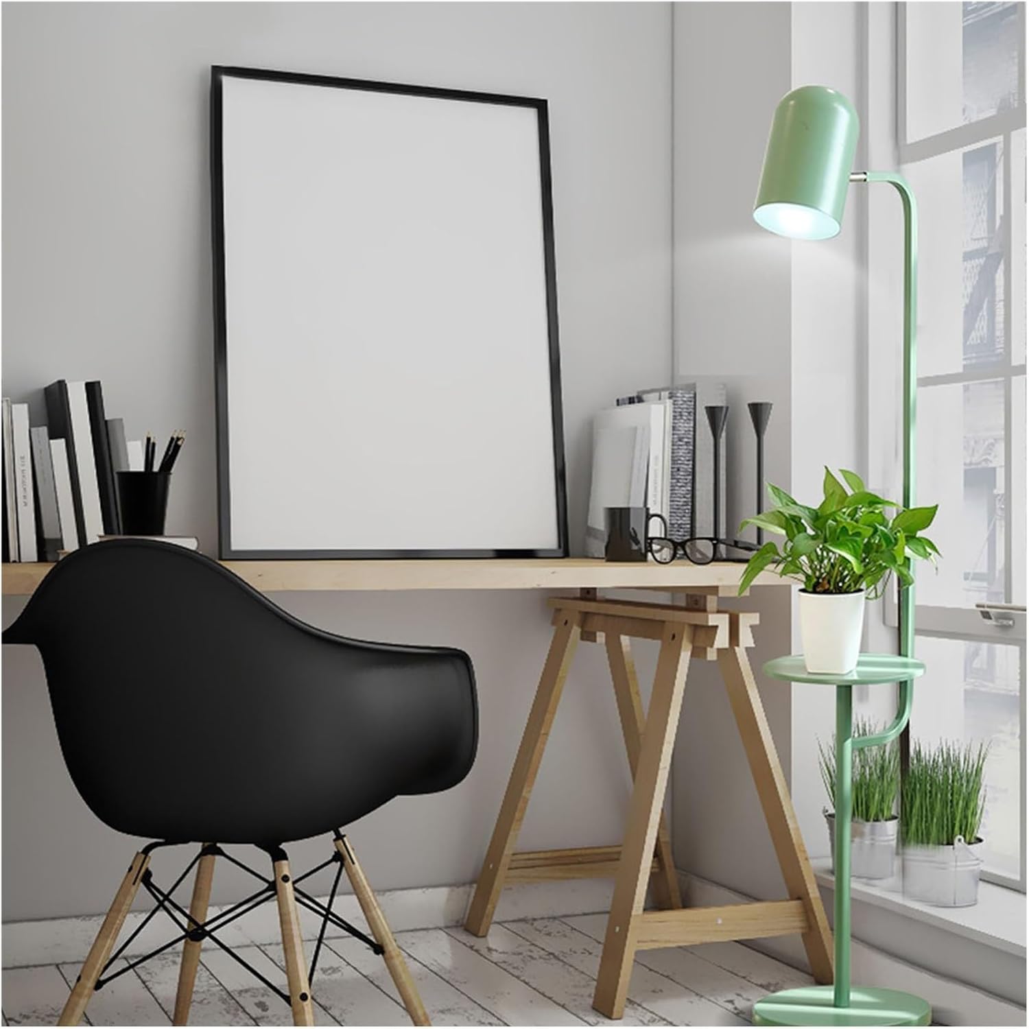Modern LED Floor Lamp with Colorful Table Green Norenza