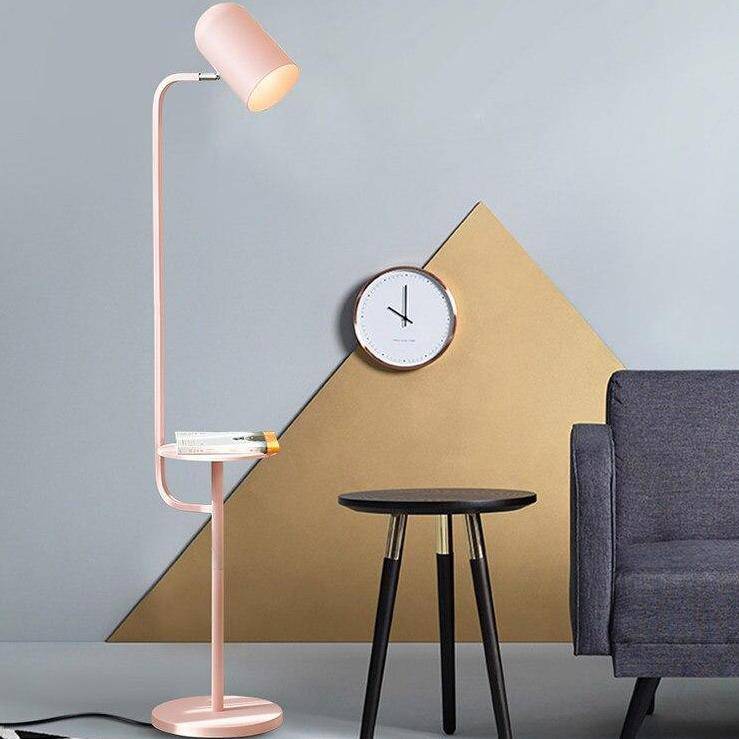 Modern LED Floor Lamp with Colorful Table Pink Norenza