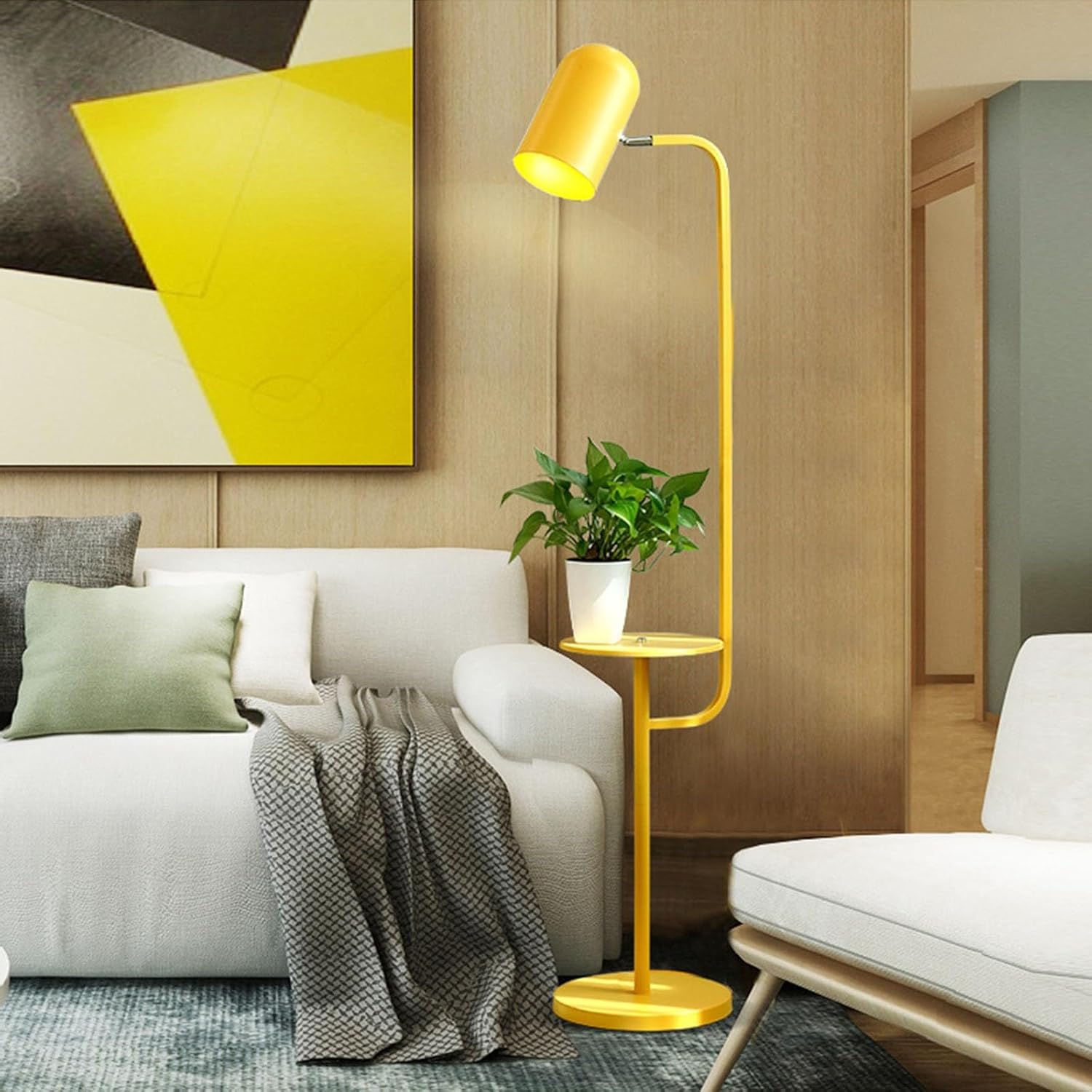 Modern LED Floor Lamp with Colorful Table Yellow Norenza