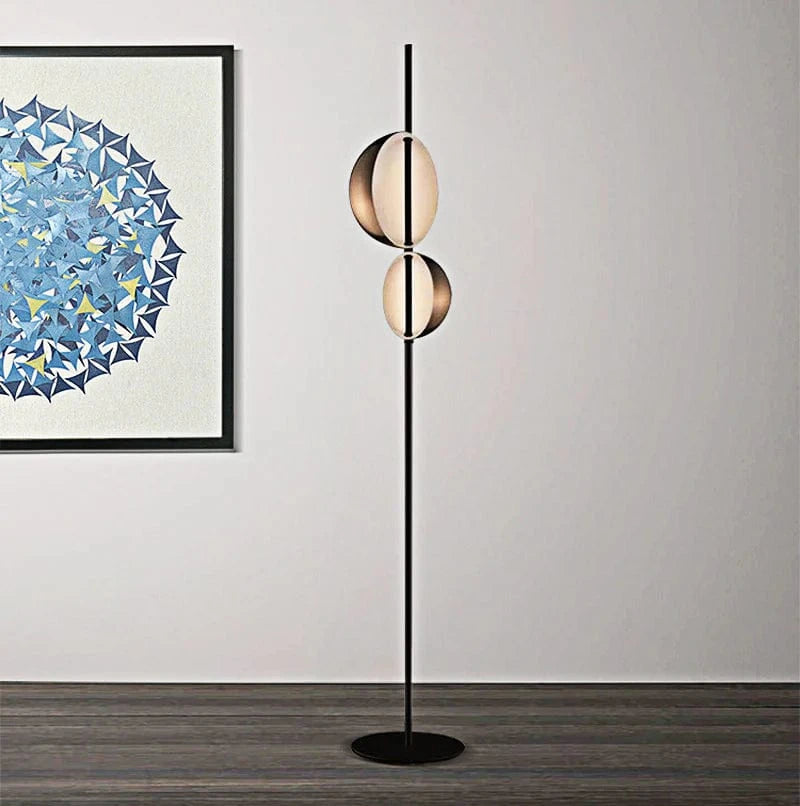 Modern LED Floor Lamp with Double Metal Shade Norenza