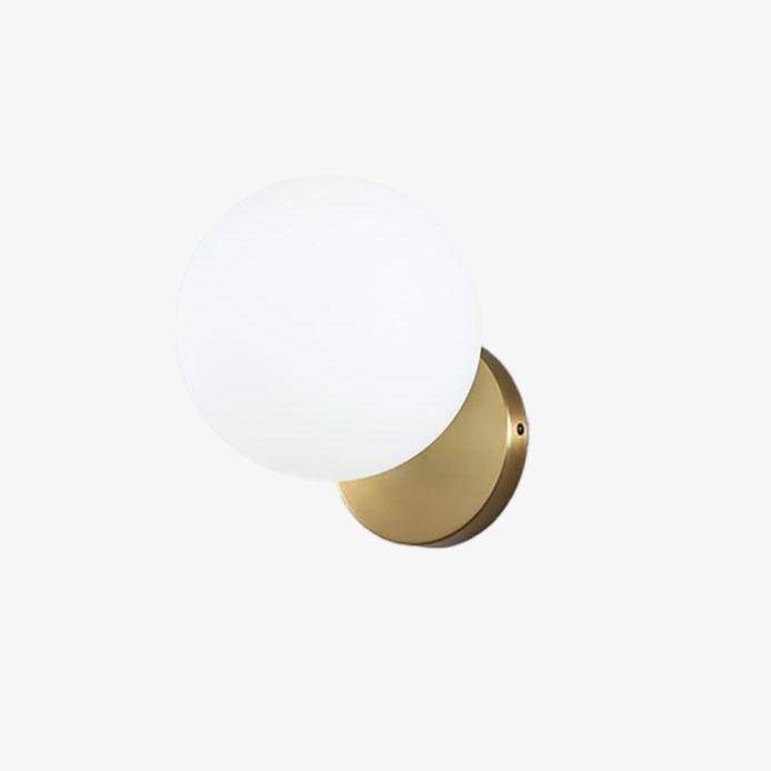 Modern LED Glass Sphere Wall Sconce with Round Gold Base Norenza