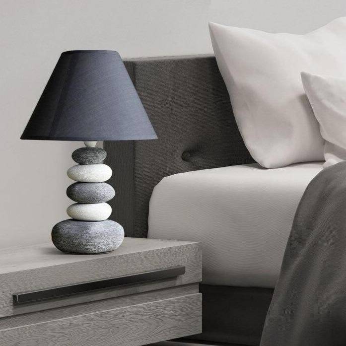 Modern LED Pebble Table Lamp with Gray Nordic Shade Norenza