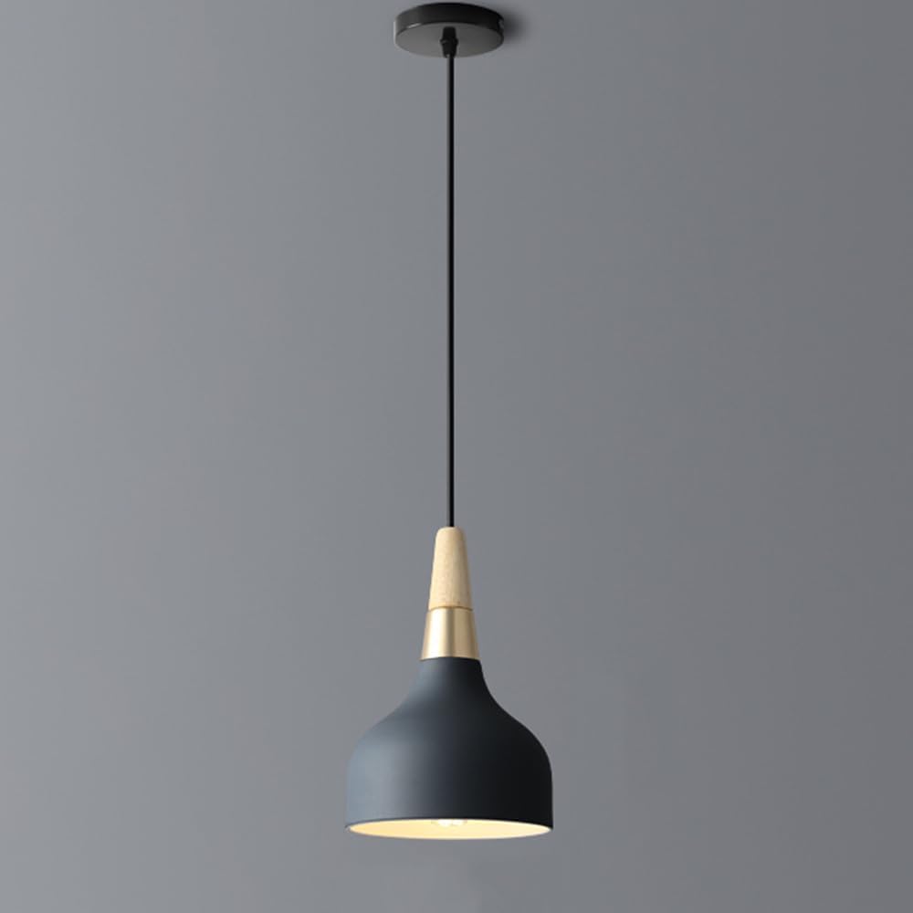 Modern LED Pendant Light with Colorful Metal Shade Black Norenza