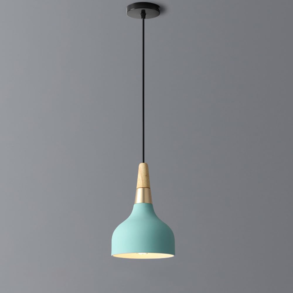 Modern LED Pendant Light with Colorful Metal Shade Green Norenza